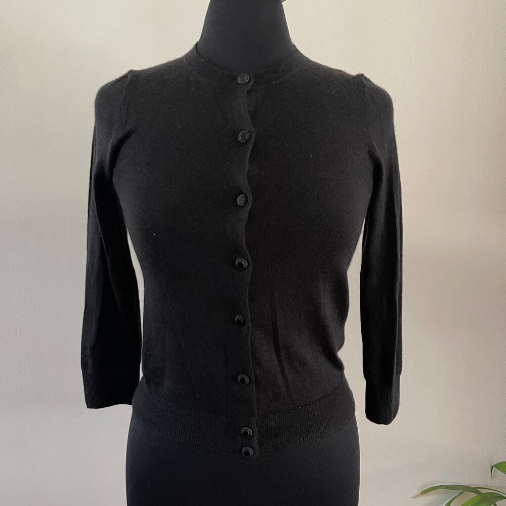 J.Crew Collection Italian Cashmere Cardigan Womens Small Black Button J7505 NWT